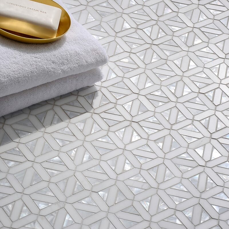 Dolomite, Shell Polished Joie Marble Mosaic 11 1/2×11 1/2 (YNR90344)