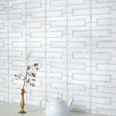 Dolomite, Shell Polished Mandarin Lattice Marble Mosaic 6 5/16×14 11/16 (YNR90347)