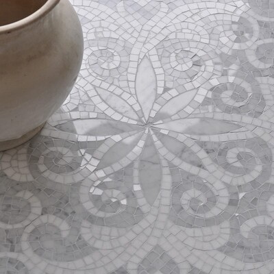 Paperwhite Bardiglio Multi Finish Arabella Marble Mosaic 11 3/16×11 3/16 (YNR90351)