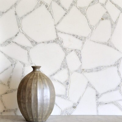 Thassos, Calacatta Tia Multi Finish Path Marble Mosaic Custom (YNR90352)