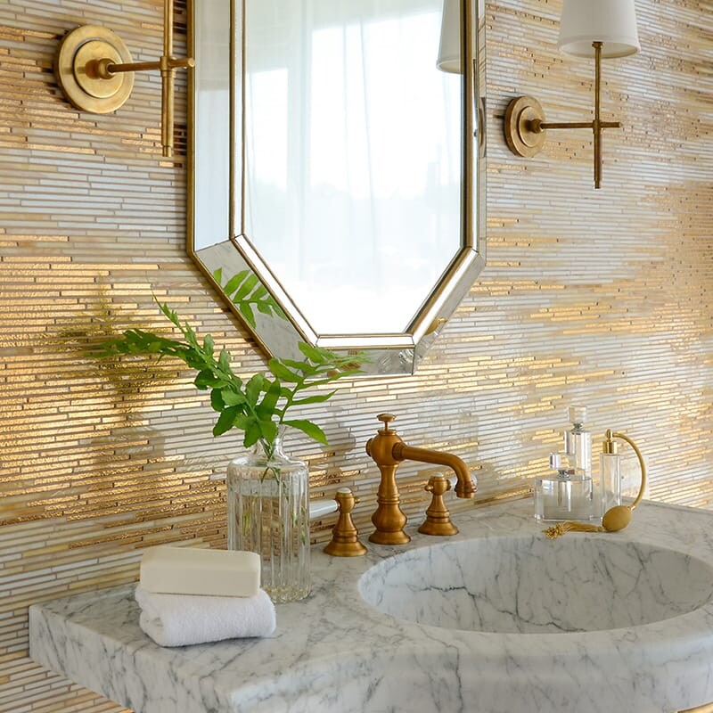 24k Gold, Agate Quartz, Jewel Glossy Reve Glass Mosaic Custom (YNR90362)