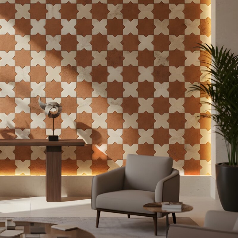 Diana Royal, Rustic Terracotta Honed Crocelle Marble Mosaics 11 11/16x 11 11/16 (YNR90453)