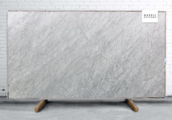 White Carrara Honed Marble Slab Random