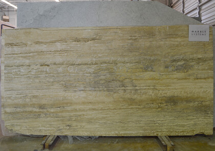 Silver Rustic Vein Cut Polished Travertine Slab Random Image