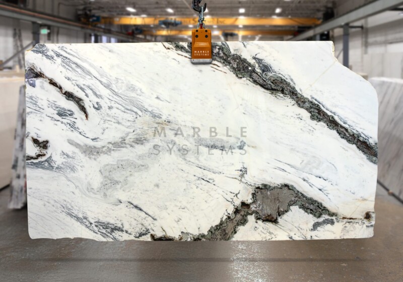 White Steel Polished Marble Slab Random Image