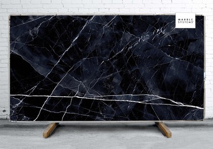 Dalle de porcelaine Calacatta Black B Lappato Lucido 64×128 Image