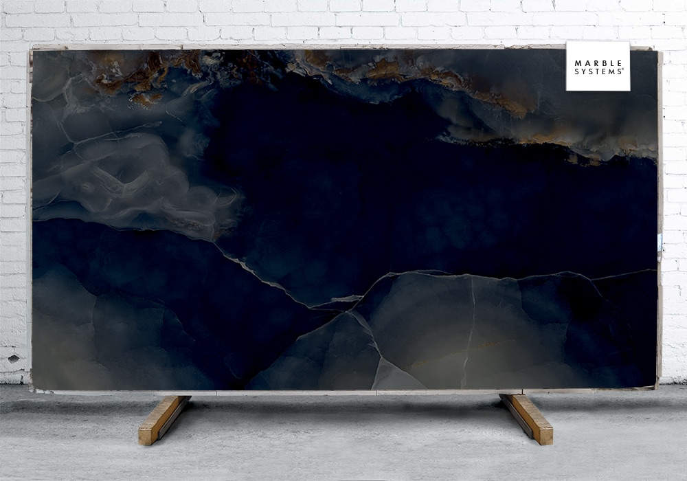 Onyx Black B Lappato Lucido Porcelain Slab 64x128