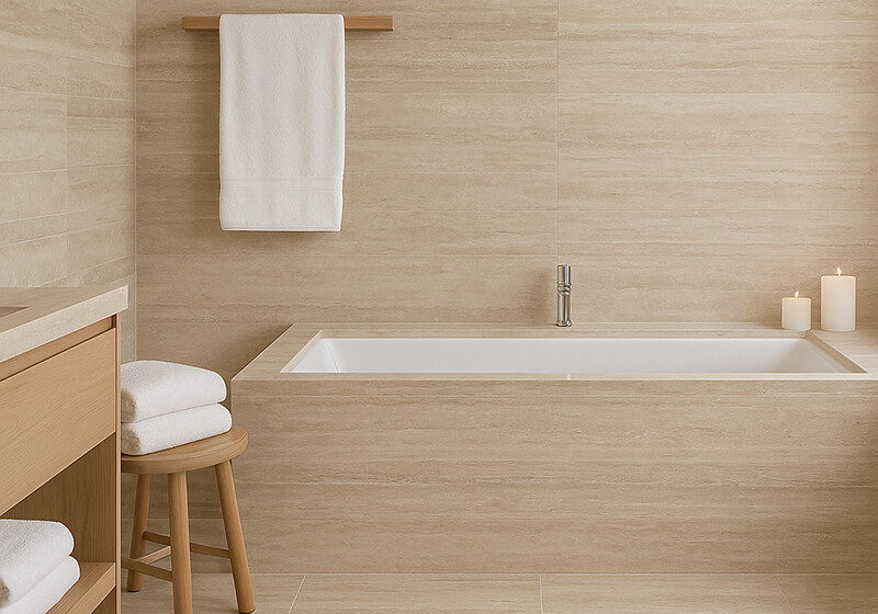 Ivory Vein Cut Polished&filled  Travertine Slab Random (SL10522)