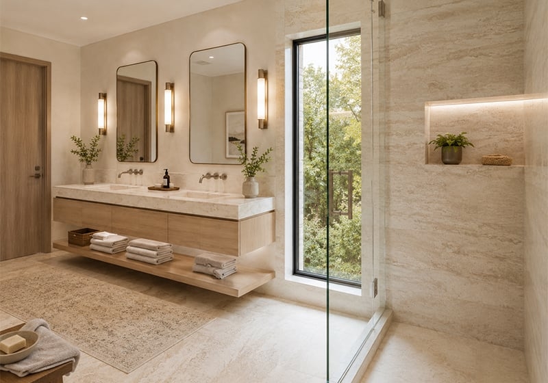 Ivory Vein Cut Polished&filled Travertine Slab Random (SL10522)