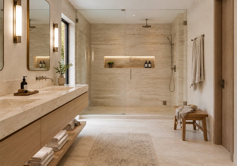 Ivory Vein Cut Polished&filled Travertine Slab Random (SL10522)