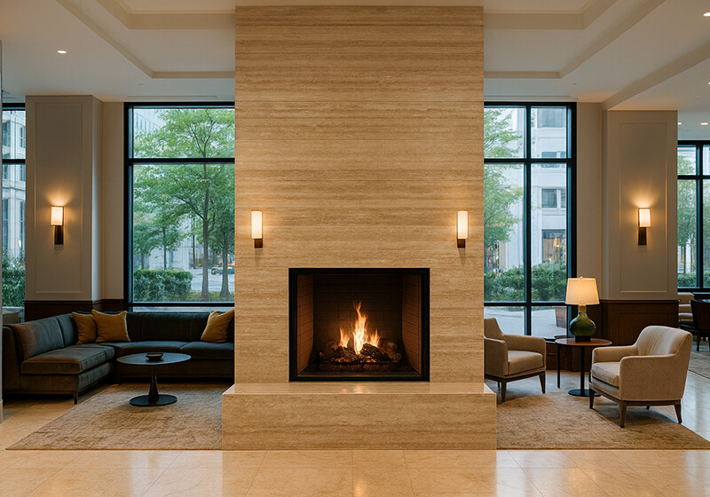 Ivory Vein Cut Polished&filled  Travertine Slab Random (SL10522)