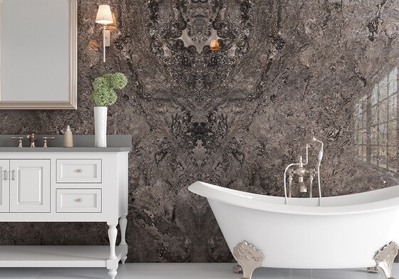 Black Polished  Travertine Slab Random (SL90480)