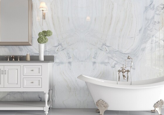 Bianco Lasa Vena Polished Marble Slab Random (SL90538)