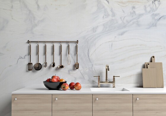 Bianco Lasa Vena Polished Marble Slab Random (SL90538)