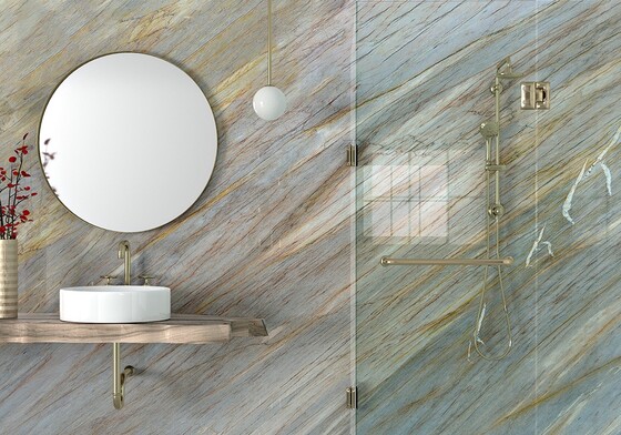 Aurora Blue Polished  Quartzite Slab Random (SL90596)