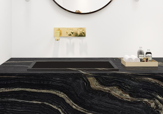 Silver Brown Wave Polished Marble Slab Random (SL90907)