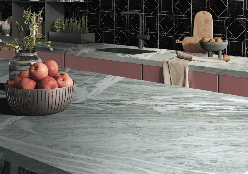 Majestic Nuage Polished  Quartzite Slab Random (SL91113) Black Honed Palazzo Li Antica Marble Mosaic 12×12 (MS60018)