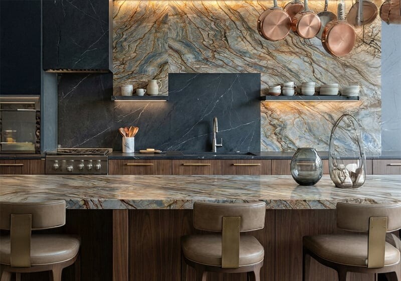 Tempest Blue Polished Quartzite Slab Random (SL91137)