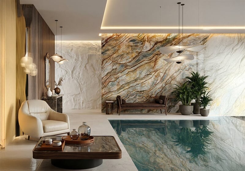 Tempest Blue Polished Quartzite Slab Random (SL91137)