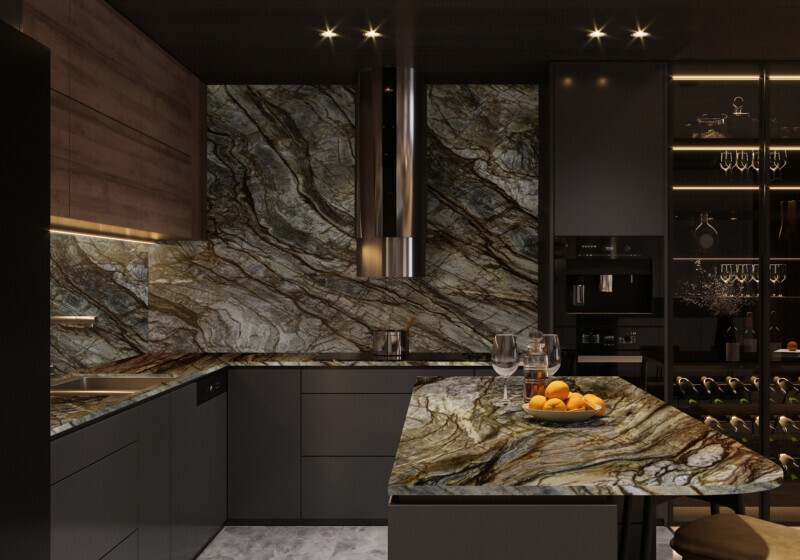 Tempest Blue Polished Quartzite Slab Random (SL91137)