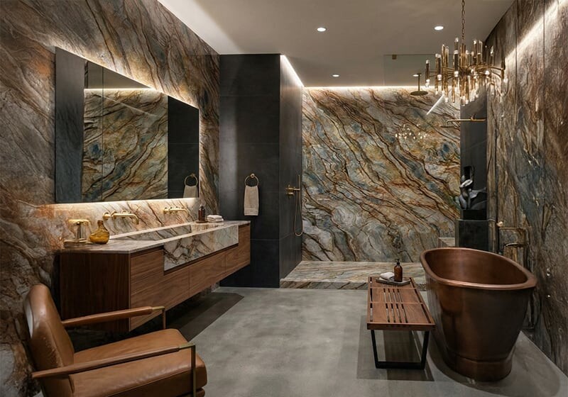 Tempest Blue Polished Quartzite Slab Random (SL91137)