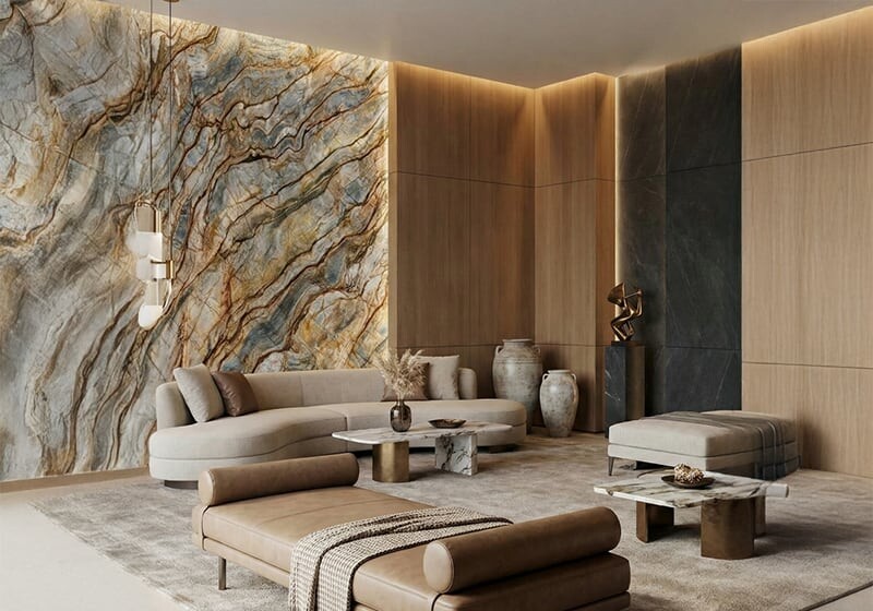 Tempest Blue Polished Quartzite Slab Random (SL91137)