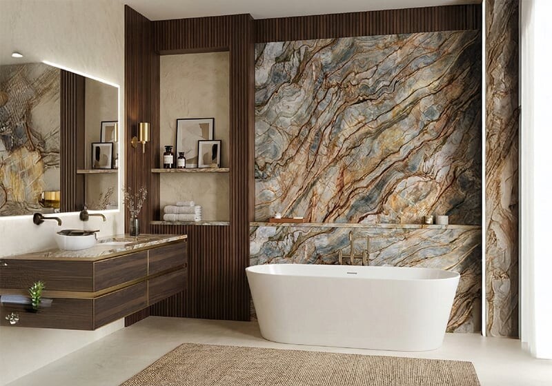 Tempest Blue Polished Quartzite Slab Random (SL91137)