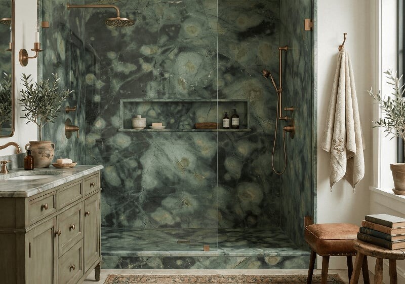 Magic Green Polished Marble Slab Random (SL91377)