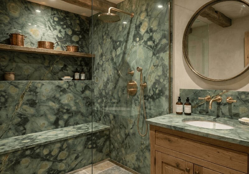 Magic Green Polished Marble Slab Random (SL91377)