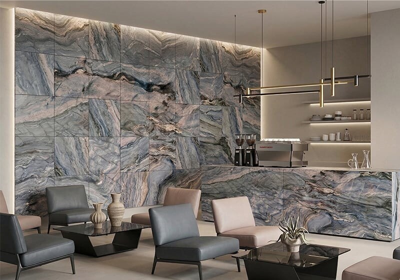 Explosion Blue Polished Quartzite Slab Random (SL91418)