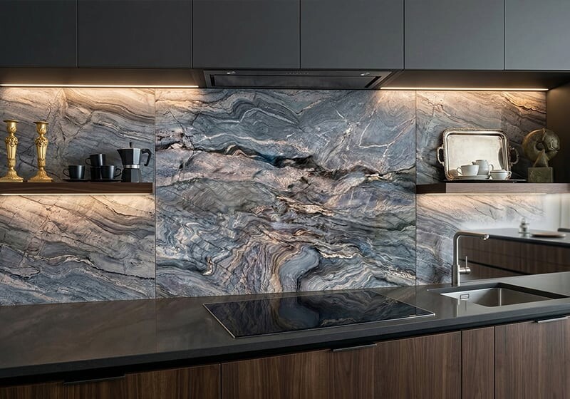Explosion Blue Polished Quartzite Slab Random (SL91418)
