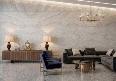 Изображение сцены из комнаты: Полированная кварцитовая плита Taj Mahal Supreme (SL91443)