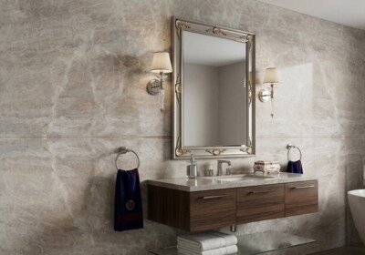 Изображение сцены из комнаты: шлифованная кварцитовая плита Perla Venato (SL91445)