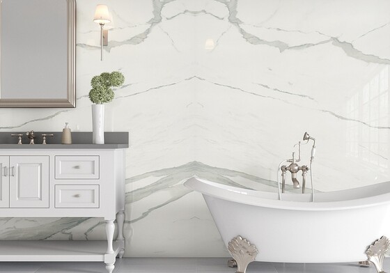 Calacatta Polished Marble Look Porcelain Slab 47 1/4×94 1/2 (TL17788)