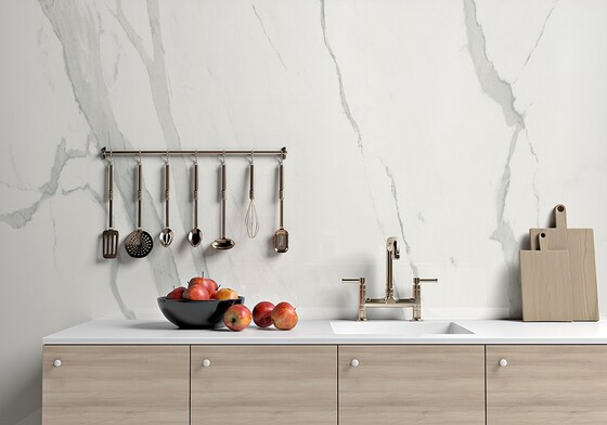 Calacatta Polished Marble Look Porcelain Slab 47 1/4×94 1/2 (TL17788)