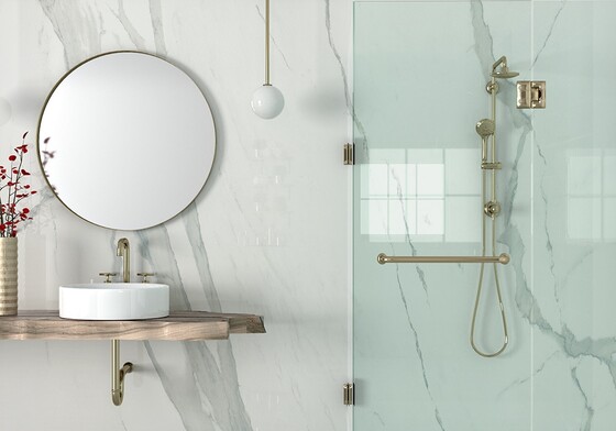 Calacatta Polished Marble Look Porcelain Slab 47 1/4×94 1/2 (TL17788)
