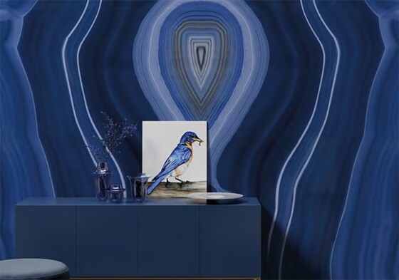 Agata Blu B Lappato Lucido Porcelain Slab 64×128 (YEM00960)
