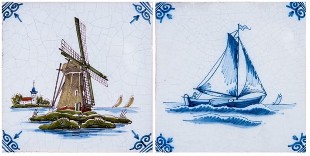 Delft TIle Inspirations of Windmill and Sail Themes
