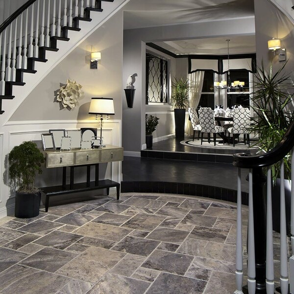 gray versailles pattern marble floor tile
