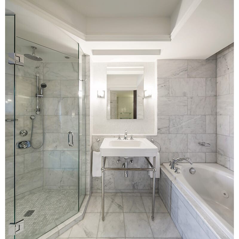 calacatta gold white marble bathroom