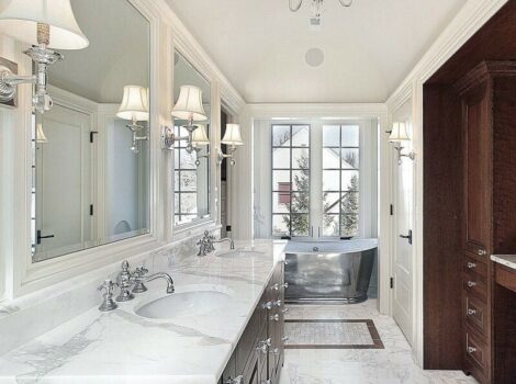 calacatta gold white marble bathroom flooring