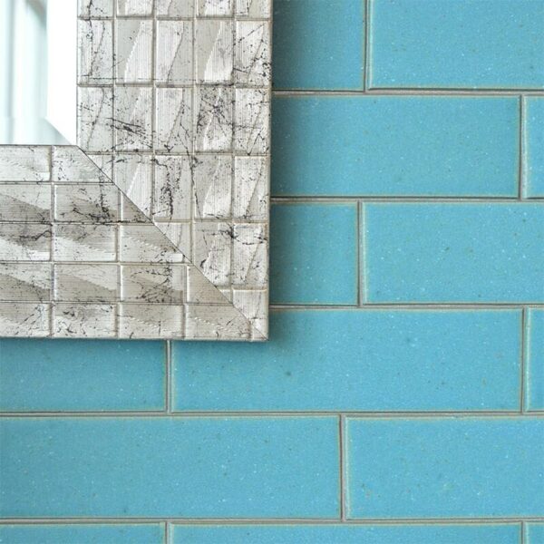 blue glazed brick wall