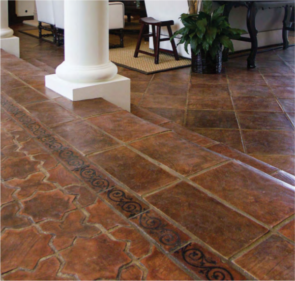Star-cross terracotta floorings with rectangular terracotta