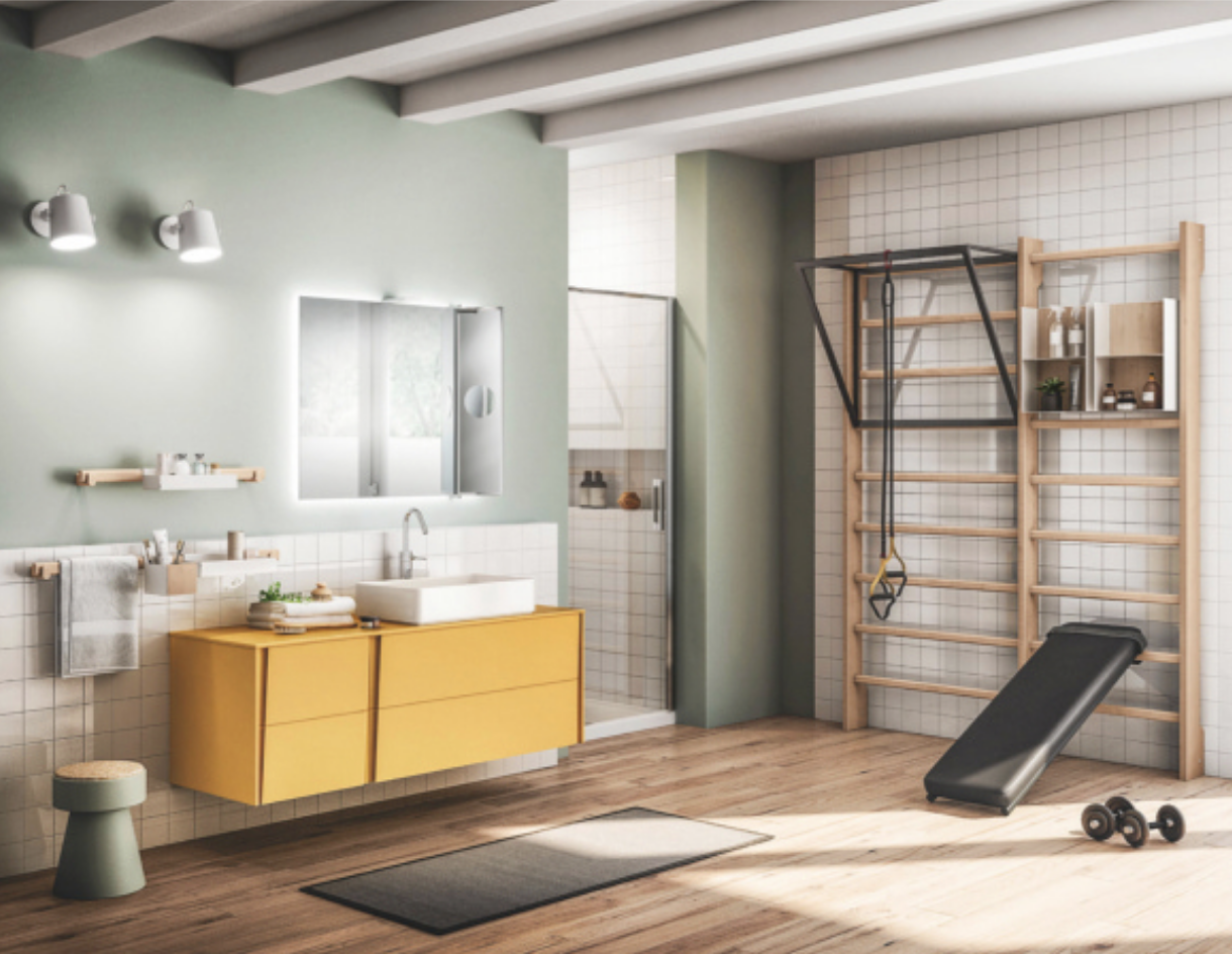 The Scavolini Gym Space as seen in Architectural Digest's Bath Trends