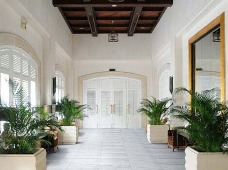 white marble entryway tile