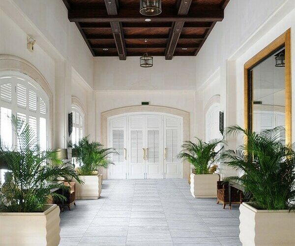 white marble entryway tile
