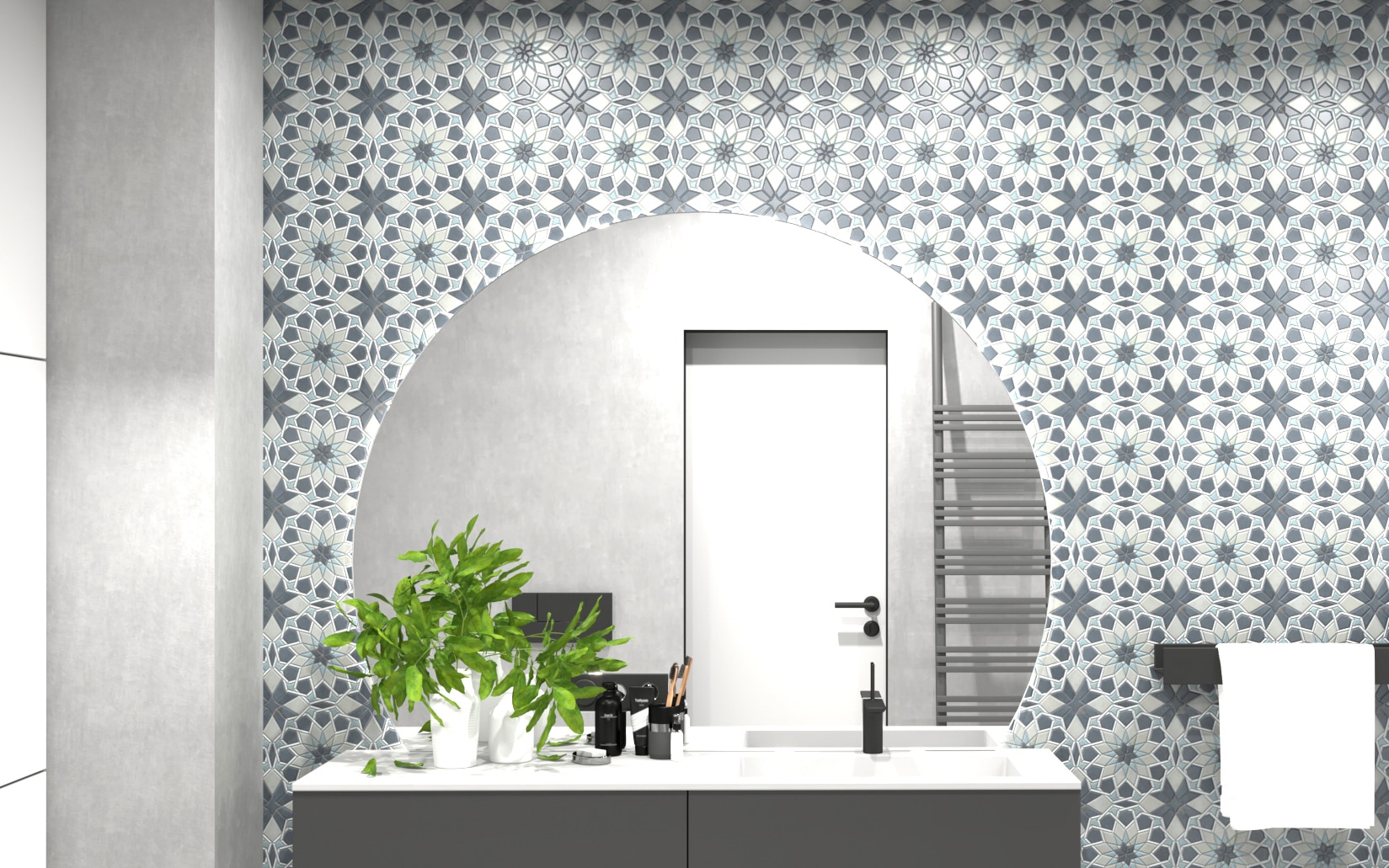 Decorative mosaic tile wall covering from the Baba Chic Collection. 