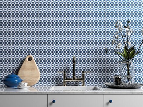 blue and white tile