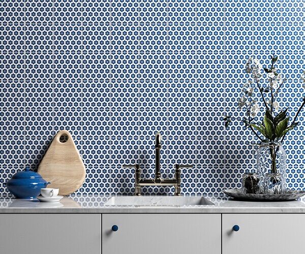blue and white tile