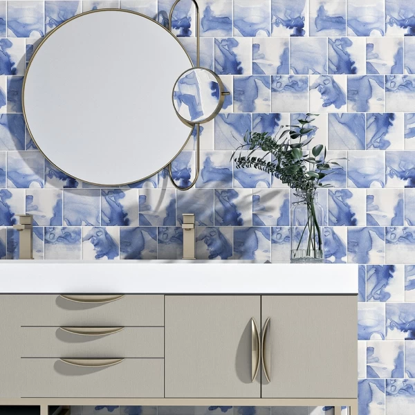 blue ceramic tile bathroom
